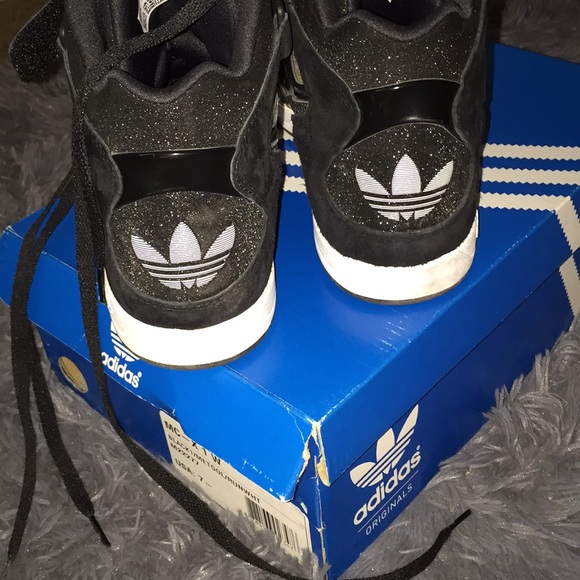 adidas Shoes | Adidas Black Metallic And Gold Hi Top | Poshmark